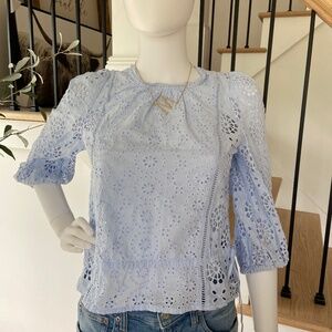 Banana Republic Pale Blue Eyelet Top